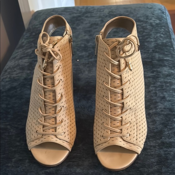 Sam Edelman Tan Perforated Lace-Up Heels - Picture 1 of 7